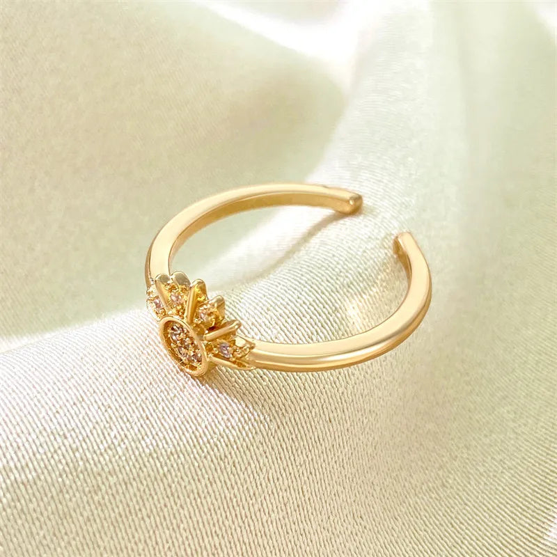 luckacco sun and moon adjustable couple open ring new style stackable jewelry gift fashion accessories