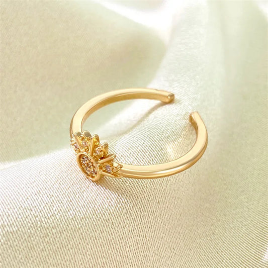 Luckacco Sun and Moon Adjustable Couple Open Ring New Style Stackable Jewelry Gift Fashion Accessories
