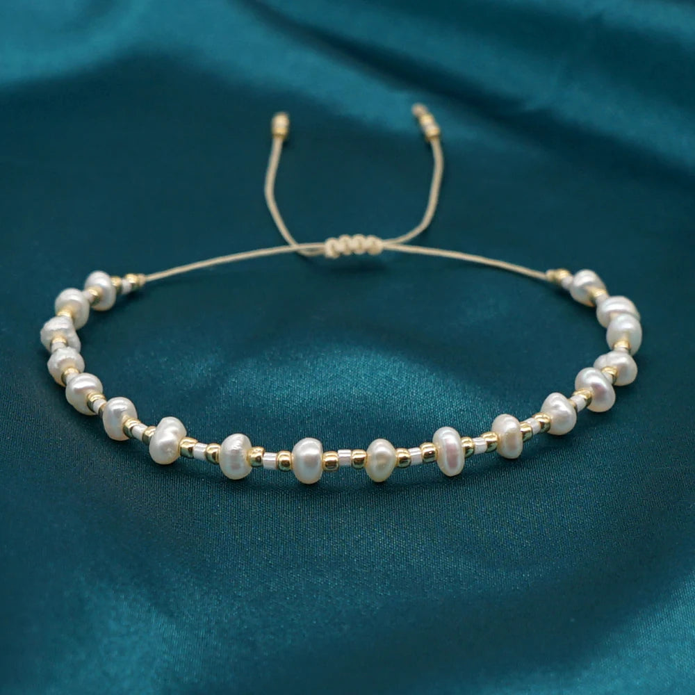 luckacco go2boho miyuki seed bead bracelet fashion dainty jewelry tiny natural freshwater pearl bracelets for women jewellery gift