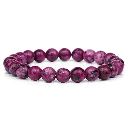 Luckacco Purple Stone Bracelet 8mm Natural Stone Fire Dragon Agates Amethysts Fluorite Jasper Beads Elastic Bracelets For Women Men