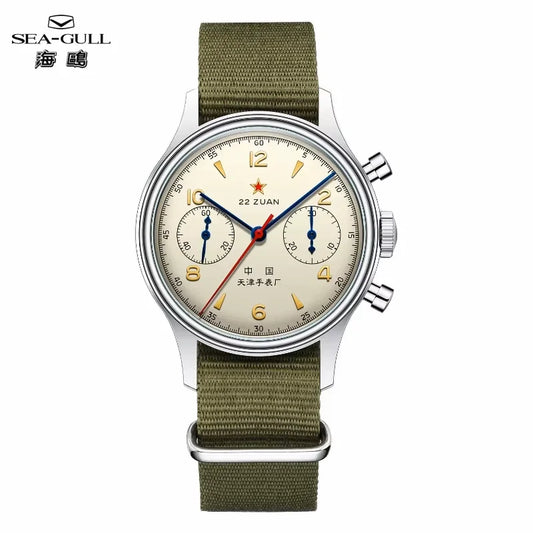 Luckacco Seagull 1963 International Edition Watch for Men Chronograph Manual Winding Mechanical Watches Original ST1901 D304 Memorial