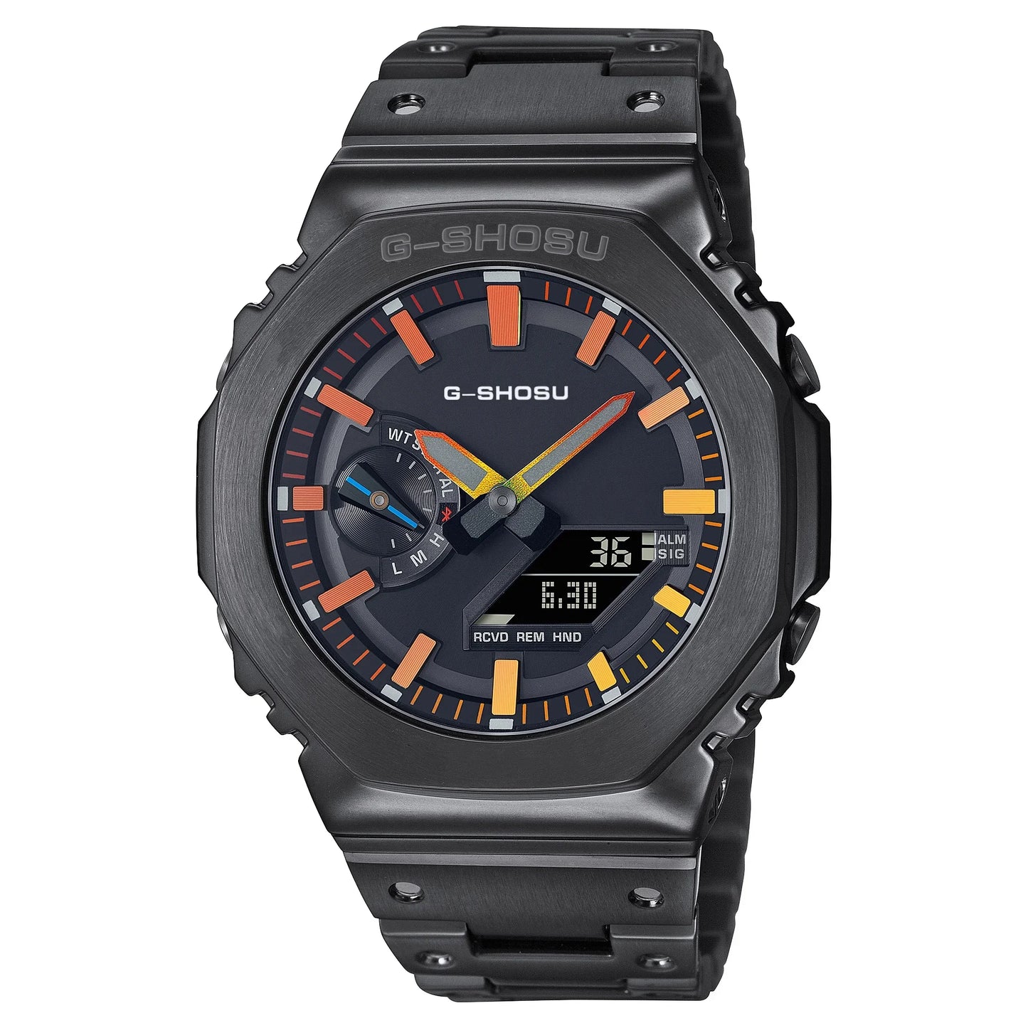 luckacco digital sports electronic unisex watch full function led alloy large dial world time steel strap gmb oak series