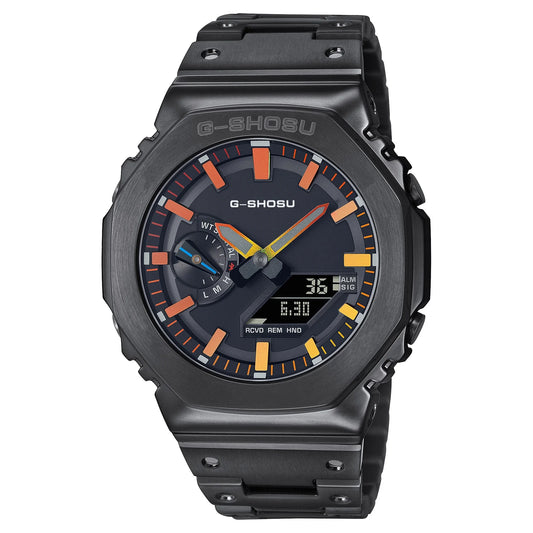 Luckacco Digital Sports Electronic Unisex Watch Full Function LED Alloy Large Dial World Time Steel Strap GMB Oak Series