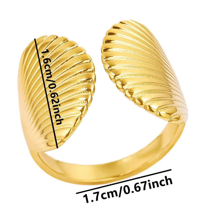luckacco 1pc stylish marine jewelry ocean sea animals conch starfish shell ring stainless steel jellyfish scallop rings women charm gift