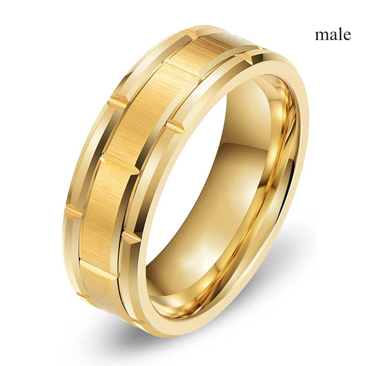 Luckacco Fashion Couple Rings Romantic White Rhinestones CZ Women Rings Set Simpe Men's Stainless Steel Rings For Couple Wedding Jewelry