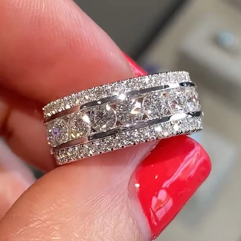 luckacco daily picks full paved sparkling cubic zirconia new women rings for wedding engagement silver color luxury trendy female jewelry 2023