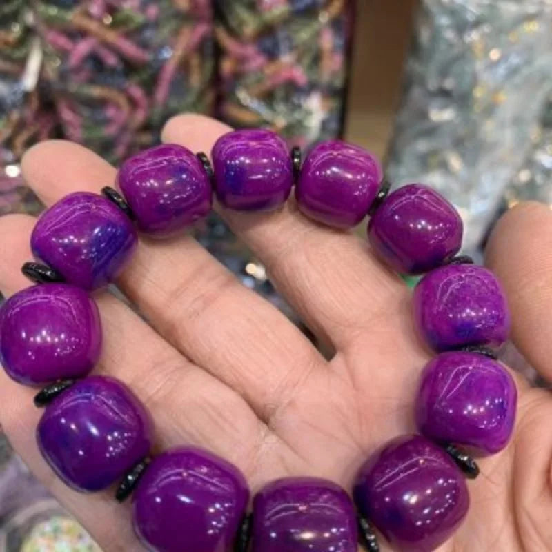 luckacco natural old material bracelet, purple apple bead bracelet, men's and women's round beads atmospheric jewelry gift