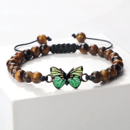 Luckacco Trendy Butterfly Beaded Bracelets For Women Men Natural Stone Beads Chain Bangles Handmade Female Bohemian Party Jewelry Gifts