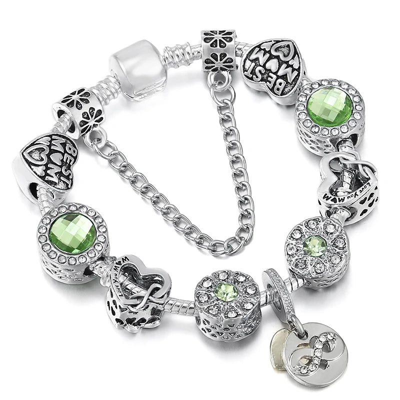 luckacco baopon new fashion life of tree crystal charm bracelet fit green color snake chain brand bracelets & bangles for women jewelry