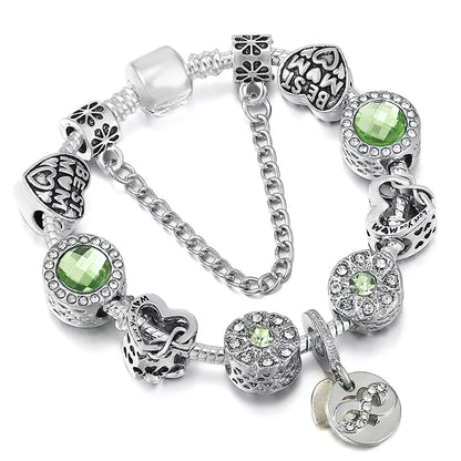 Luckacco BAOPON New Fashion Life Of Tree Crystal Charm Bracelet Fit Green Color Snake Chain Brand Bracelets & Bangles for Women Jewelry