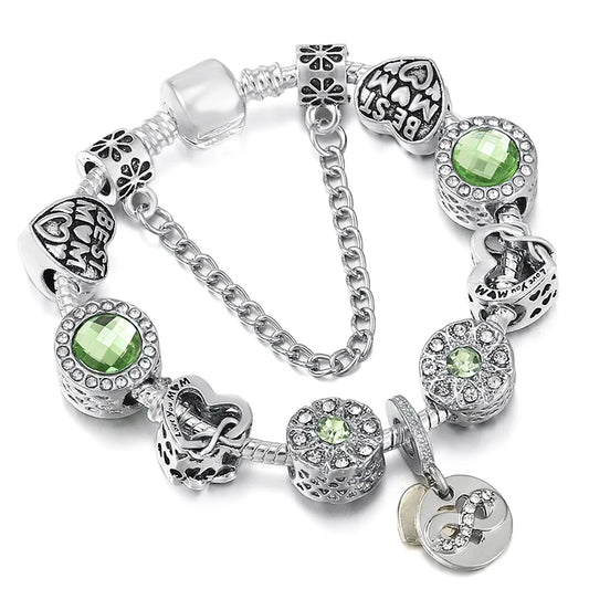 Luckacco BAOPON New Fashion Life Of Tree Crystal Charm Bracelet Fit Green Color Snake Chain Brand Bracelets & Bangles for Women Jewelry