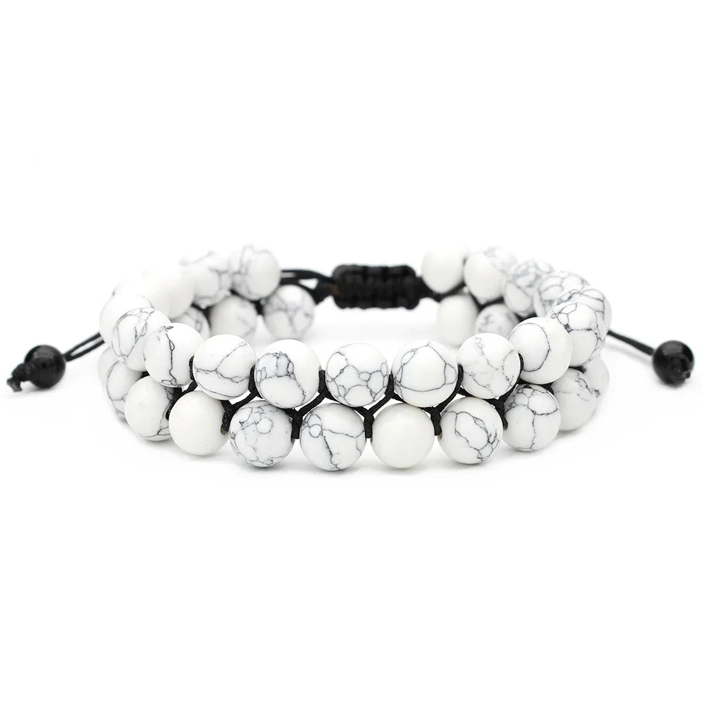 luckacco fashion men tiger eye natutal stone beaded braided bracelet bangles handmade double layer lapis lazuli bracelets hommes