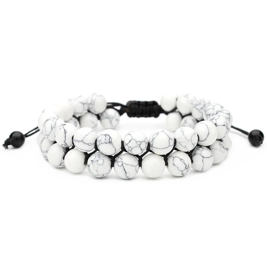 Luckacco Fashion Men Tiger Eye Natutal Stone Beaded Braided Bracelet Bangles Handmade Double Layer Lapis Lazuli Bracelets Hommes
