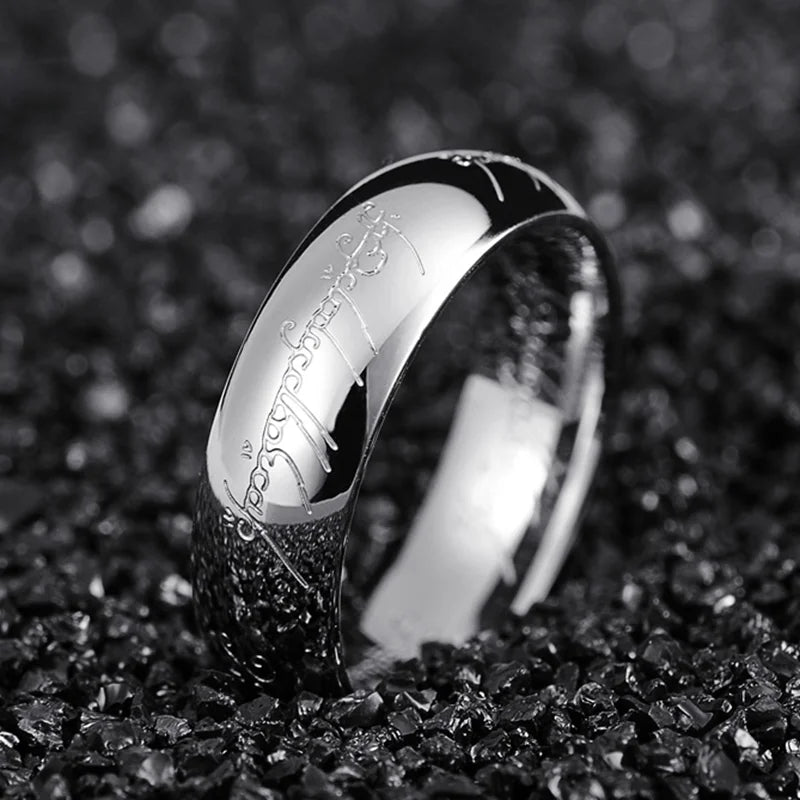 luckacco vacuum plating midi stainless steel one ring of power 3d carved refined wedding ring lovers women men fashion jewelry