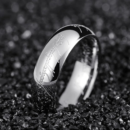 Luckacco Vacuum Plating Midi Stainless Steel One Ring of Power 3D Carved Refined Wedding Ring Lovers Women Men Fashion Jewelry