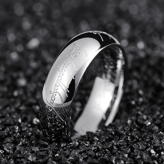 Luckacco Vacuum Plating Midi Stainless Steel One Ring of Power 3D Carved Refined Wedding Ring Lovers Women Men Fashion Jewelry