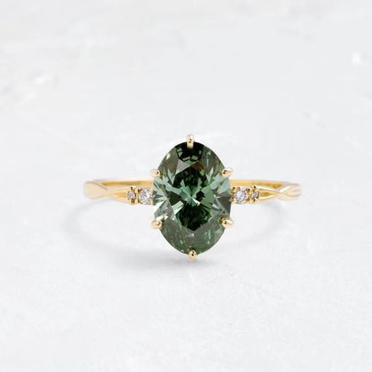 Luckacco Elegant Women Rings Gold Color Round Green White Stone Rings Party Accessories Gift