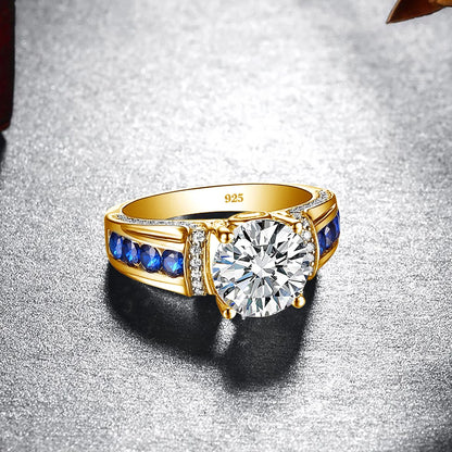 Luckacco Certified D Color VVS1 2ct Moissanite Diamond Ring For Women 100% Sterling Silver Good Quality Wedding Jewelry Pass Diamond Test