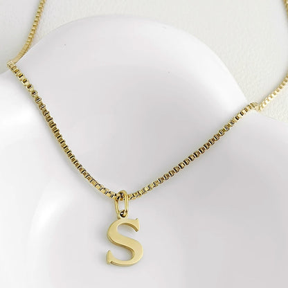 Luckacco Initial necklace letter pendant chamrs stainless steel Necklace jewelry Women's Necklace Box Chain Choker woman trend 2025 gift