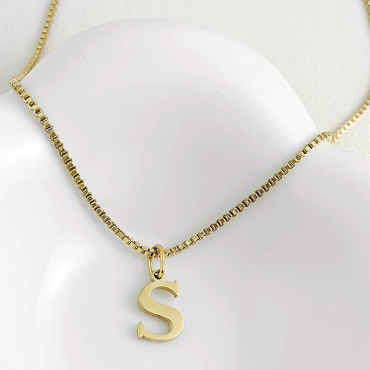 Luckacco Initial necklace letter pendant chamrs stainless steel Necklace jewelry Women's Necklace Box Chain Choker woman trend 2025 gift