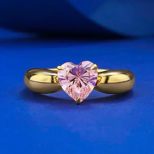 Luckacco 14K Gold Vintage Lab Diamond Ring 100% Real 925 Sterling Silver Party Wedding Band Rings for Women Engagement Jewelry Gift