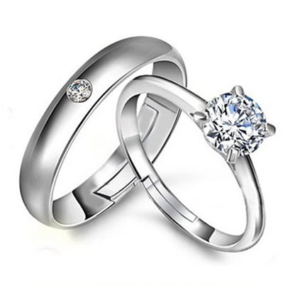 Luckacco High-quality Couple Wedding Ring for Woman Men 2Pcs Love Heart Zircon Adjustable Rings Fashion Stainless Steel Engaged Jewelry