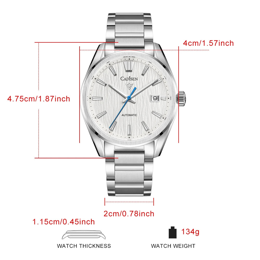 luckacco cadisen 2024 new luxury men mechanical wristwatches 10bar waterproof japanese nh35 movement automatic watch steel watch for men