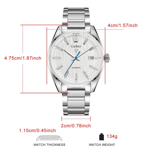Luckacco CADISEN 2024 New Luxury Men Mechanical Wristwatches 10Bar Waterproof Japanese NH35 Movement Automatic Watch Steel Watch for Men