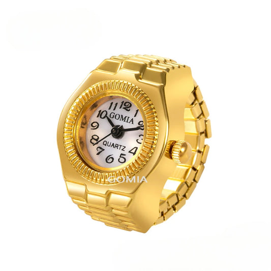 Luckacco Vintage Mini Finger Watch Rings Women's Retro Punk Rubber Band Alloy Quartz Clock Finger Couple Party Jewelry Gifts