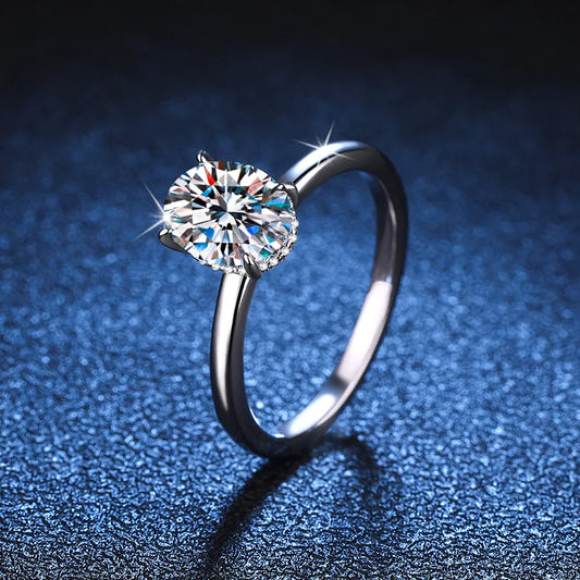 Luckacco D color moissanite ring pigeon egg 18K gold inlaid 2-carat row ring wedding ring moissanite ring platinum PT950 imprint