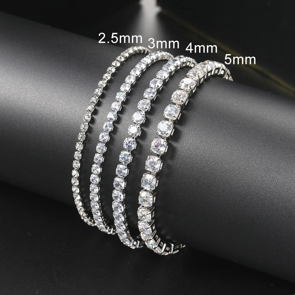 luckacco fashion multicolor tennis bracelet for women 2.5/3/4/5mm zirconia charm designer tennis chain men bracelet wedding jewelry kc128