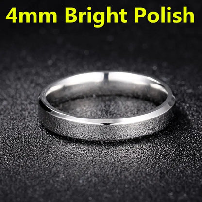 Luckacco 4-8mm Dull Polish Silver Color Titanium Ring For Men and Women Personalized Ring Customize Engraved