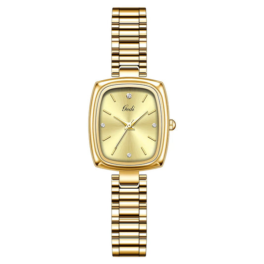 Luckacco Brand Light Luxury Watch Women Retro TV Watch Beimu Dial Gold Waterproof Simple Female Fashion Quartz Clock Bracelet Watches