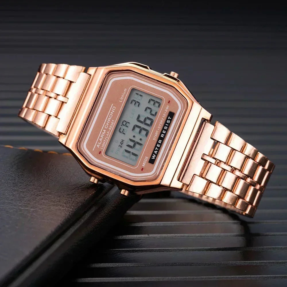 luckacco 2025 digital watches for men sports waterproof bracelet clock gold electronice led wristwatch women casucal montre homme relogio
