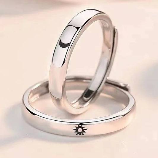 Luckacco High-quality Couple Wedding Ring for Woman Men 2Pcs Love Heart Zircon Adjustable Rings Fashion Stainless Steel Engaged Jewelry