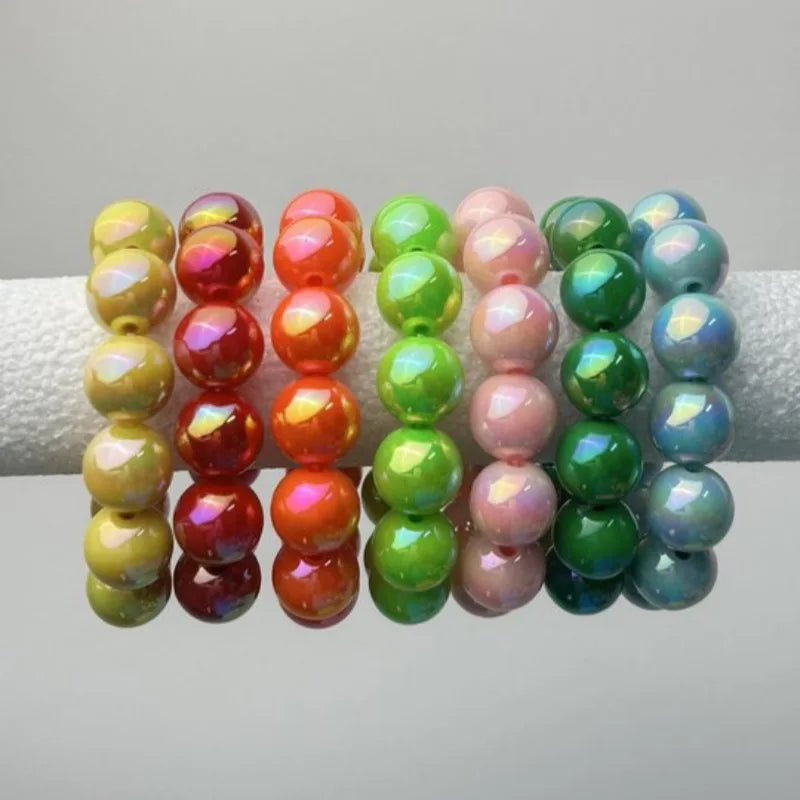 luckacco european and american contrasting color laser beaded resin bracelet