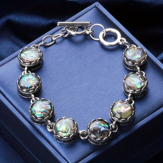 Luckacco Abalone Shell Bracelet Bohemian Wristband Girl Adjustable Chain Women Jewelry Gifts Mother's Day Gift Link Bangle Gift for Mom