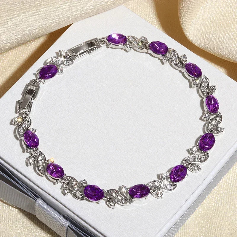 luckacco exquisite shiny tennis ball shape crystal zircon bracelet for women fashion evening party jewelry girls gift