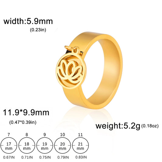 Luckacco Unift Women Stainless Steel Charms Rings Flower Leaf Spider Paw Pendant Finger Ring Fashion Minimalist Couple Jewelry