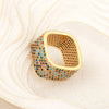 Luckacco Nidin New Trendy Square Shape Inlaid Crystal Zircon Rings For Women Men 5 Colors Choice Hip Hop Style Finger Jewelry Chic Gifts