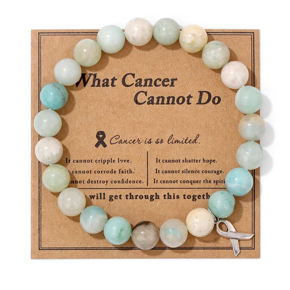 luckacco handmade cat eye stone bracelet opal quartz pink ribbon beads charm bracelets for women breast cancer awareness jewelry gift