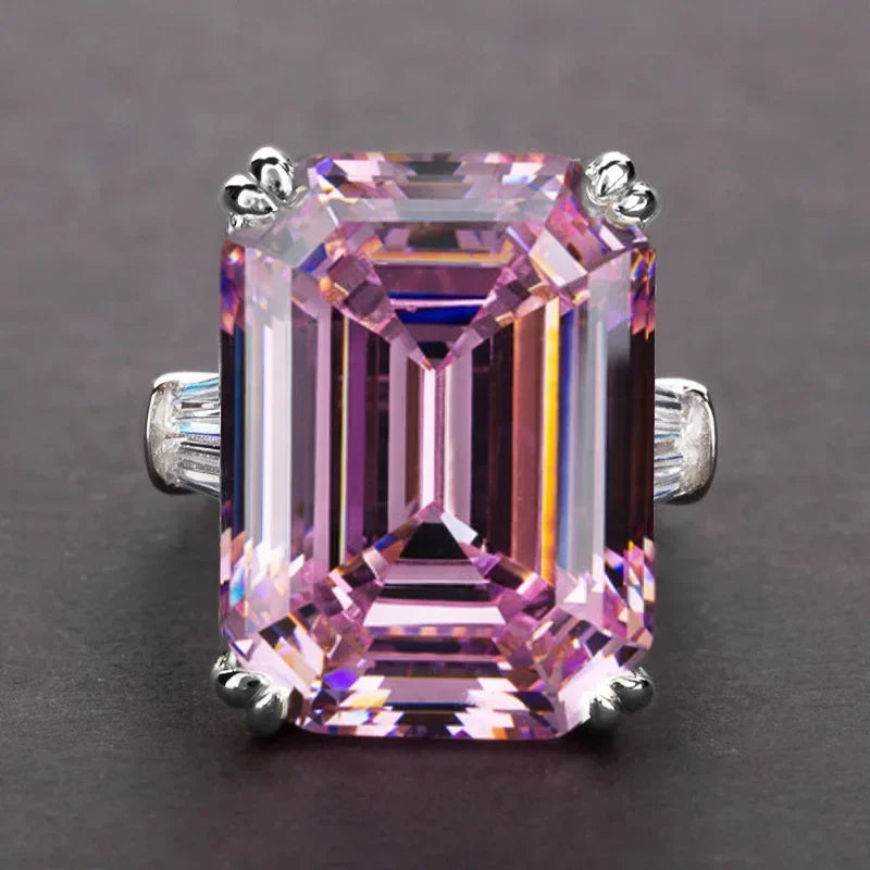 luckacco style pink sparkling zircon princess square engagement ring for ladies and girlfriends luxury proposal  gift fashion jewelry
