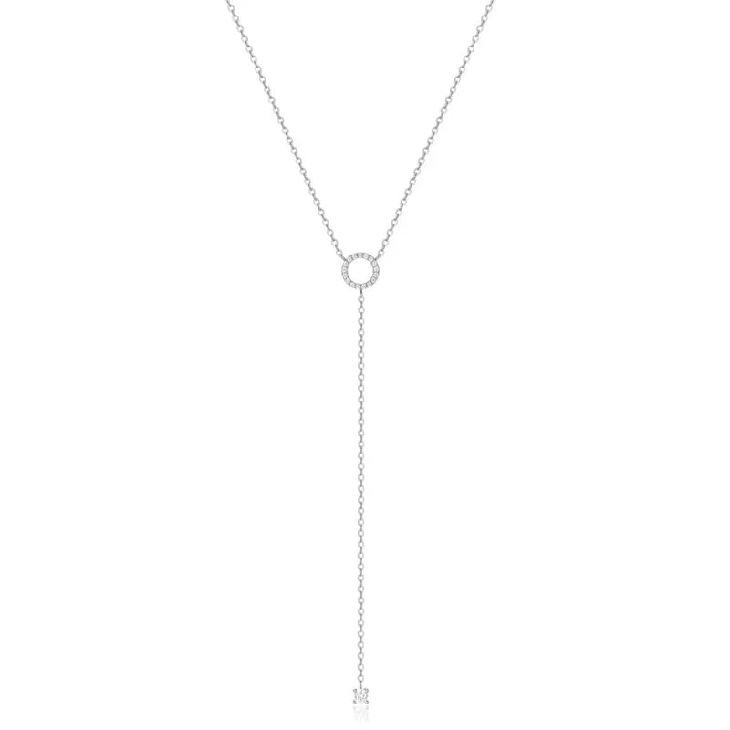 luckacco s925 sterling silver double-deck circle zircon pendant long o-chain choker necklace 2024 spring women wedding fine jewelry