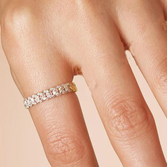 Luckacco Dainty Minimalist Stacking Ring For Women Trend Cubic Zircon Gold Color Crystal Finger Accessories for Female Jewelry Gift R737