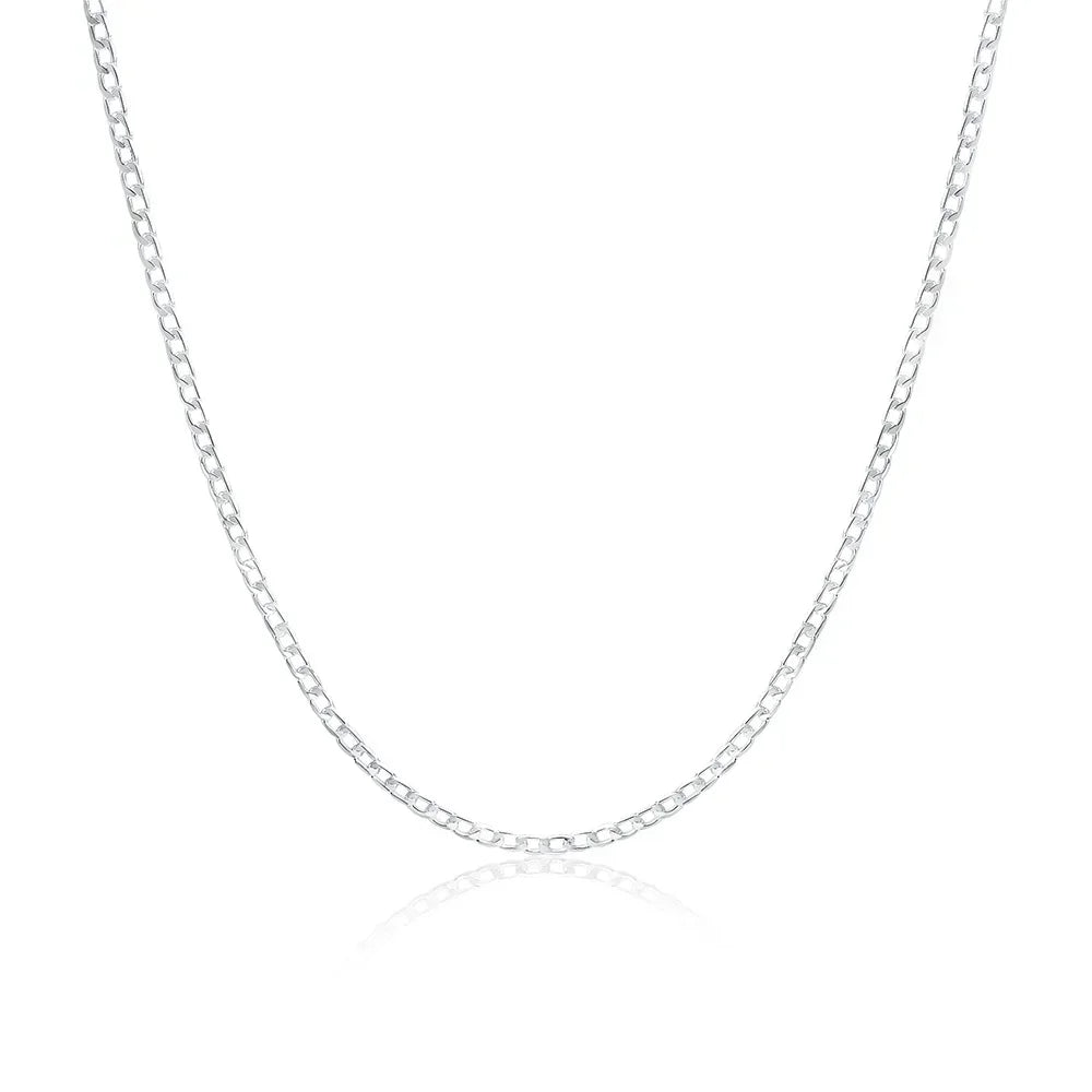 luckacco  men's 925 sterling silver necklace 2/4/6/8/10/12mm 40-75cm chain lobster clasp man boy women engagement jewelry