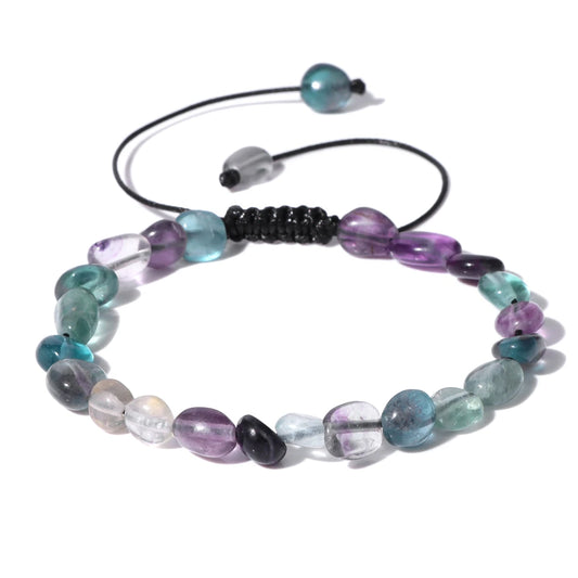 Luckacco Natural Crystal Gravel Stone Bracelets For Women Healing Irregular Amethysts Lapis Lazuli Rose Quartzs Chain Bracelet Jewelry