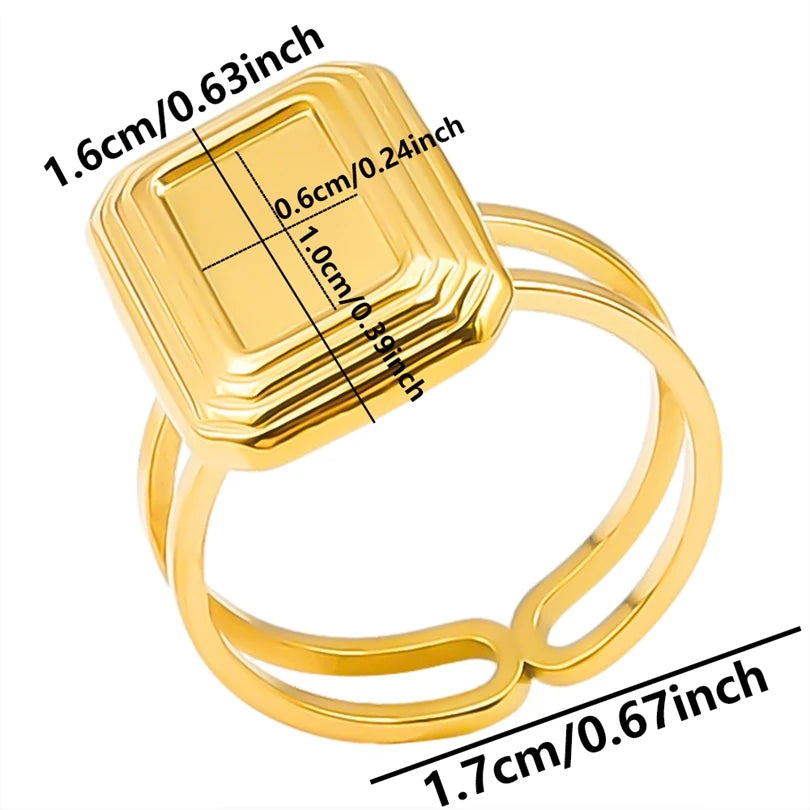 luckacco oval square leaf heart sun base open adjustable ring diy rhinestone oil drop stainless steel rings for women men jewelry bagues