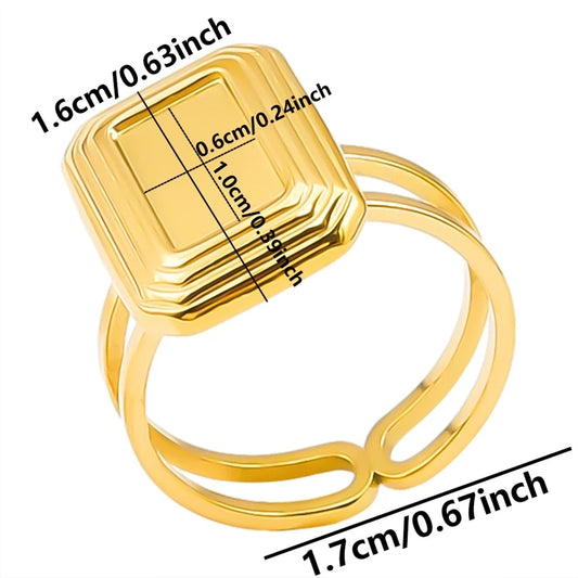 Luckacco Oval Square Leaf Heart Sun Base Open Adjustable Ring DIY Rhinestone Oil Drop Stainless Steel Rings For Women Men Jewelry Bagues