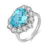 Luckacco Heart Shape 925 Silver Rings Lab Grown Paraiba Diamond Jewellery Gift for Her Wedding