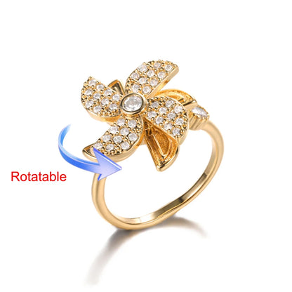 Luckacco Four Clover Rotating Anxiety Rings for Women Gold Color Adjustable Stainless Steel Wedding Ring Aesthetic Jewelry Gift anillos